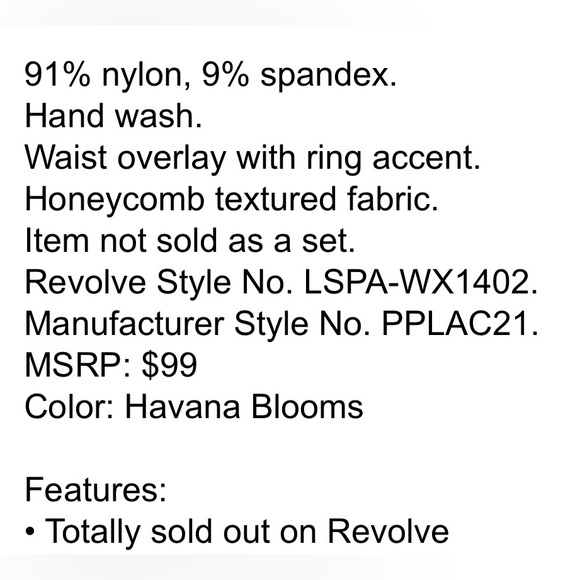 L^SPACE NWT LANA BOTTOMS in HAVANA BLOOMS - Picture 8 of 8